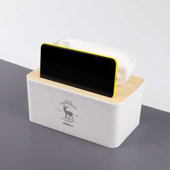 [KMZ]  Kotak Tisu Kayu Tissue Box dengan Holder Smartphone - ZJ008