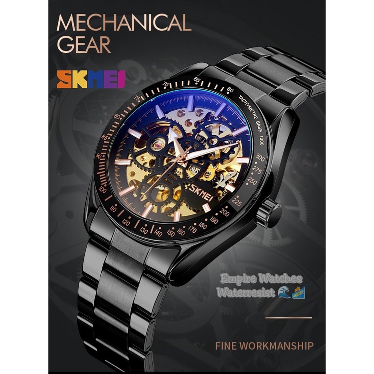 Jam Tangan Skmei 9194 Pria Cowok Analog Rantai Stainless Mesin Automatic Kualitas Original Waterproof