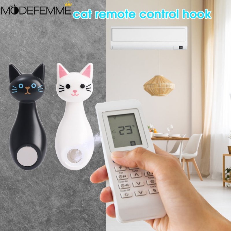 360° Gratis Menempatkan Rak Penyimpanan Anti Hilang Aksesoris Organizer Rumah Yang Dipasang Di Dinding Tempat Remote Control Kait Bentuk Kucing Dengan Dasar Hisap Hemat Ruang Rak Adsorpsi Kuat