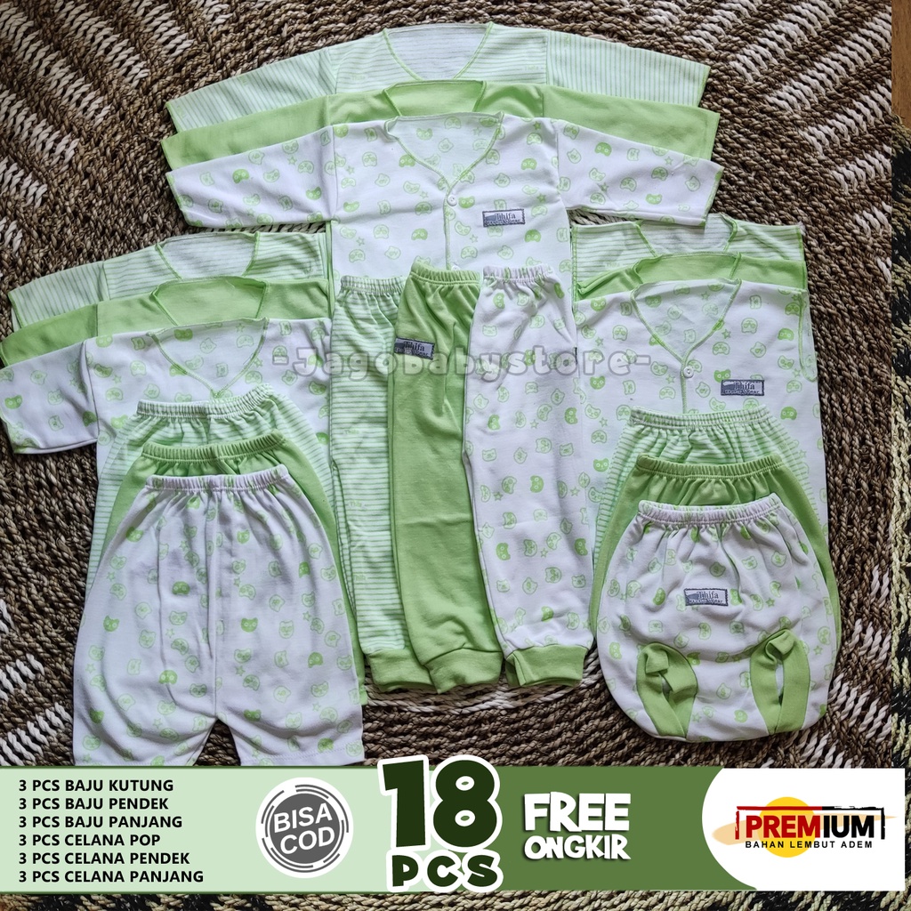 Isi 18 PCS Paket Lahiran Gift Set Baju Celana Bayi Baru Lahir Usia 0-3 Bulan Newborn Aneka Motif - Hampers Bayi - Set Kado Bayi - Pakaian Bayi Newborn