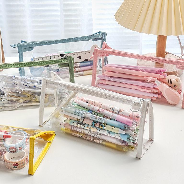 

S25 [Grosir] Tepak Pensil Segitiga / Triangle Pencil Case Aesthetic Estetik Tempat Transparan Mika Lucu RESTOCK ➻