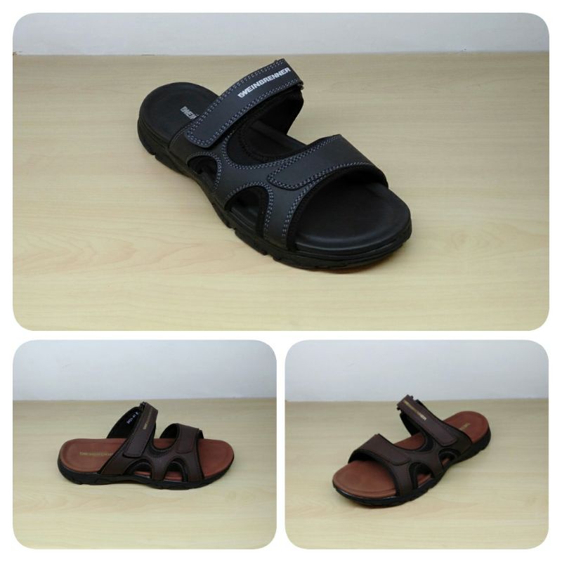 Sandal Pria WEINBRENNER Original Model Selop Bahan Sintetis  Hitam/Coklat - 8714441/8816441