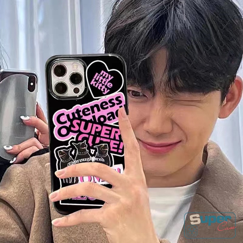 IPHONE Ins Trendy Stiker Label Casing Kompatibel Untuk Iphone11 14 12 13 Pro Max Xr7 8 Plus X XS Max SE 2020 Lembut TPU Silicon Glossy Halus Phone Case Cover