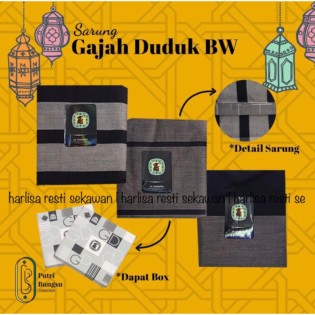 Sarung GAJAH DUDUK BW Multicolour Multi Color Kain Tenun Motif Warna Dewasa Pria Laki Cap Solat Sholat Remaja Kang Santri