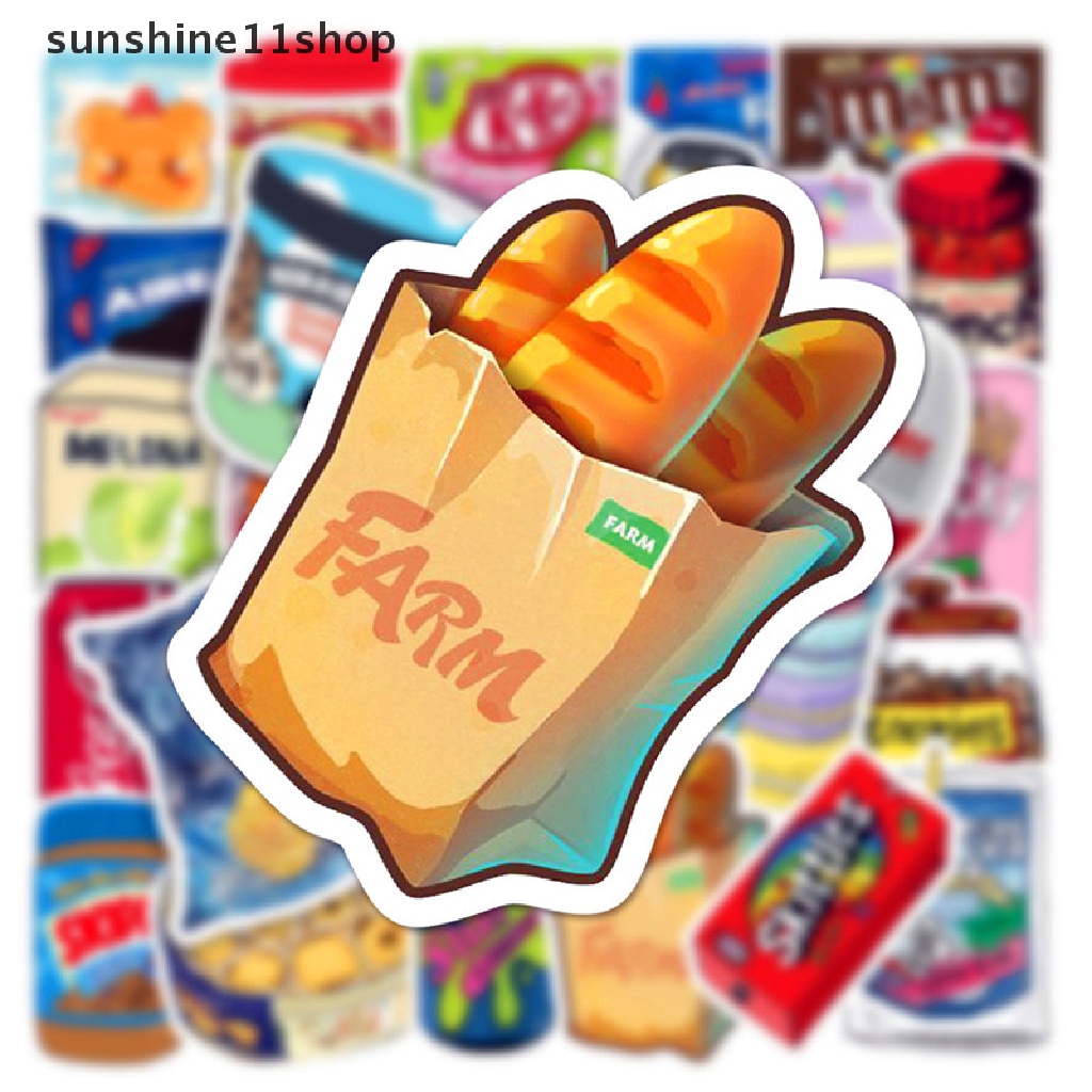 Sho 50Pcs Stiker Kemasan Makanan Minuman Susu Tahan Air Telepon Sepeda Dinding Motor Keren Stiker Mobil Untuk Mainan Anak N