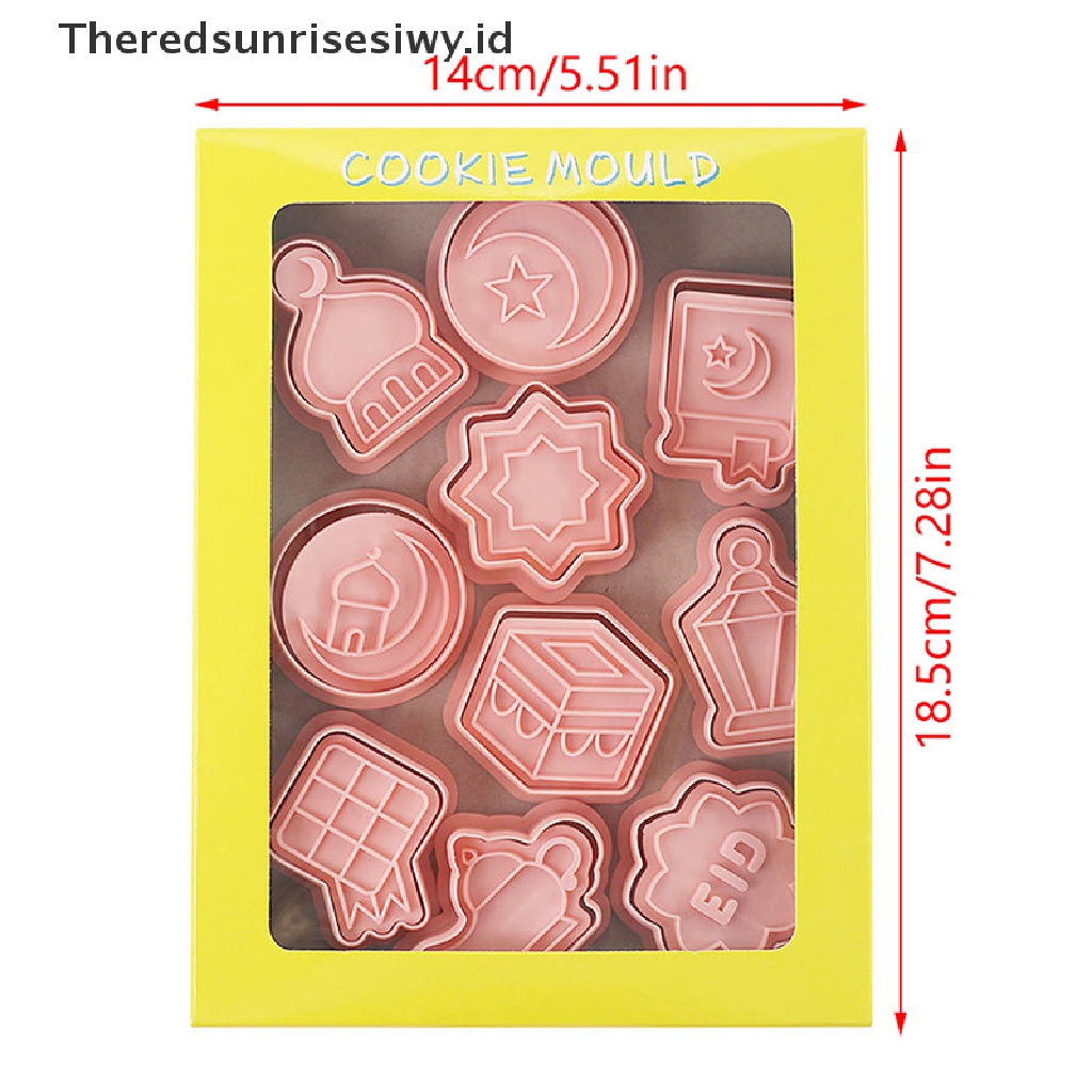 # Baju Lebaran # 10pcs Cetakan Biskuit Eid Mubarak Cookie Cutters Stamp Press Fondant Sugarcraft Alat Baking Dekorasi Ramadhan Rumah Pesta Muslim Islami~