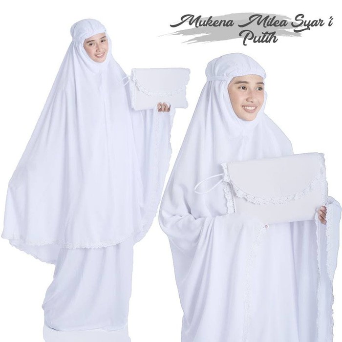 Mukena Dewasa Milea Traveling Katun Renda Polos Hitam