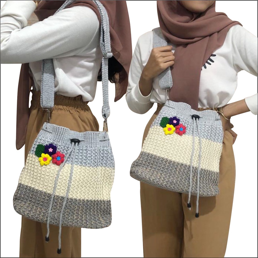 Tas Selempang Serut Tas Rajut Wanita PEGE Hinari - PG 8953