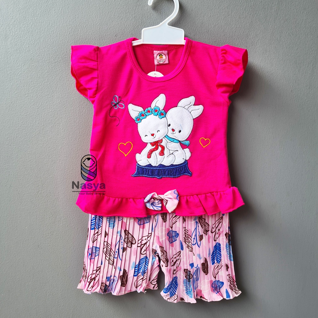 [SL-027] Setelan baju Anak Bayi Perempuan / Setelan plisket pendek