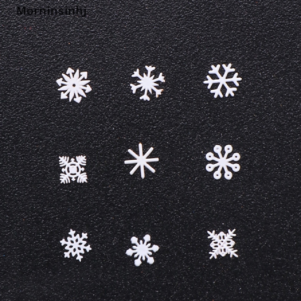 Mornin 1botol/100pcs Hiasan Nail Art Untuk Tahun Baru Winter 2022 Snowflakes Putih id