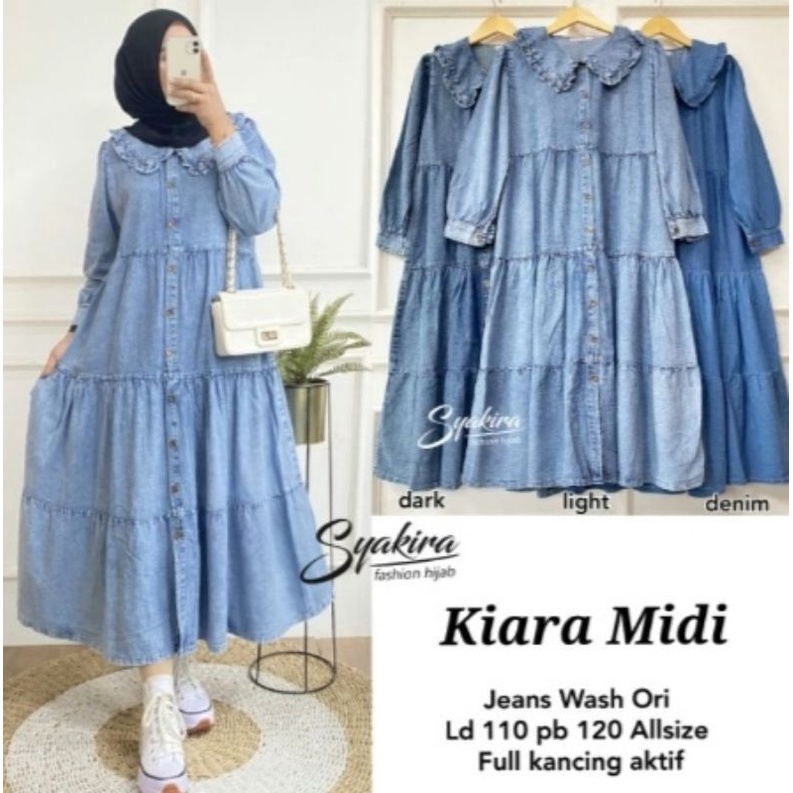 Kiara Midi Dress Jeans Washed HQ denim original