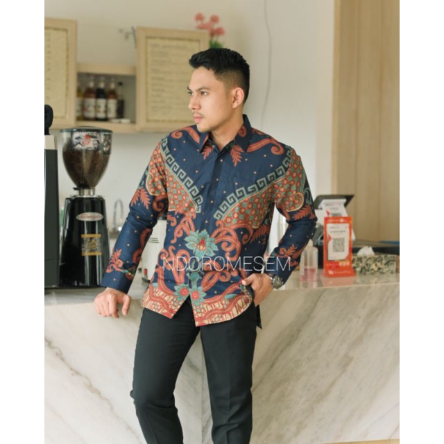 ALPA BIRU BATIK PRIA LENGAN PANJANG