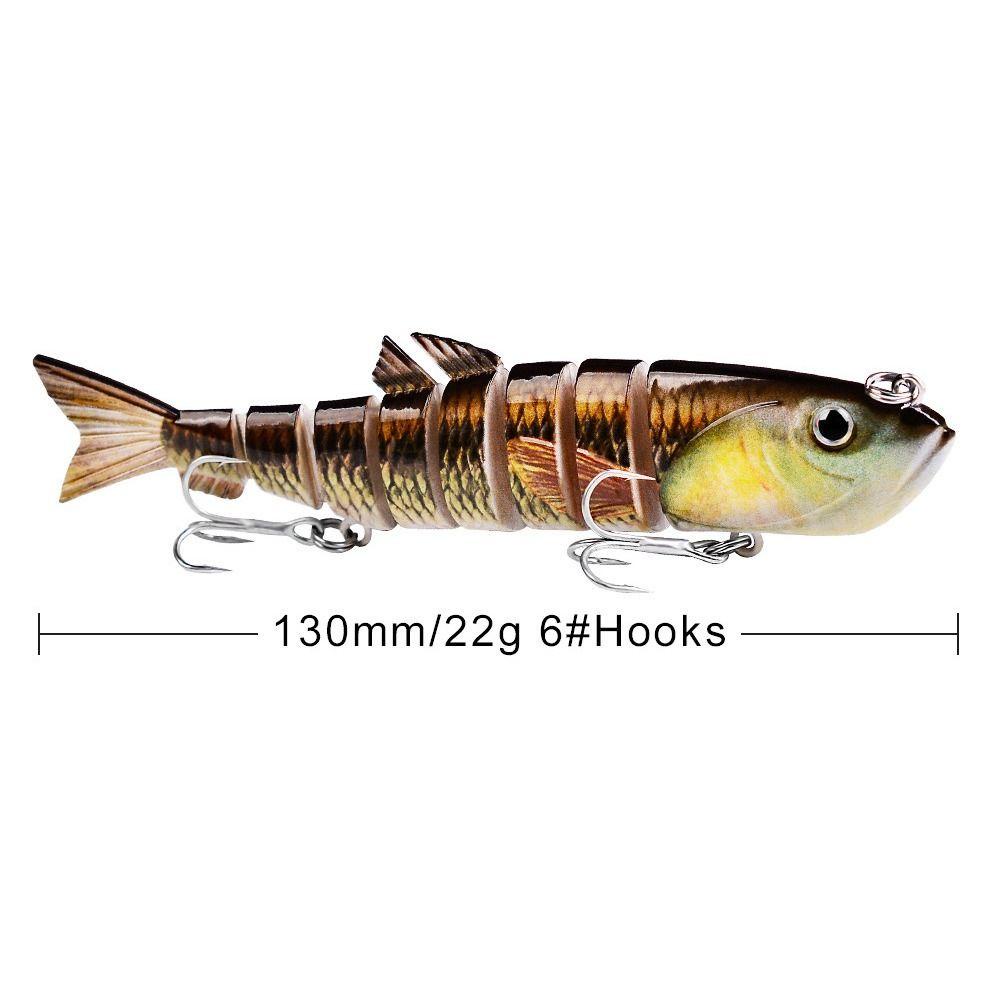 TOP 8segmen 113cm 22g Pemikat Pancing Portable Buatan Plastik Engkol Keras Treble Hooks