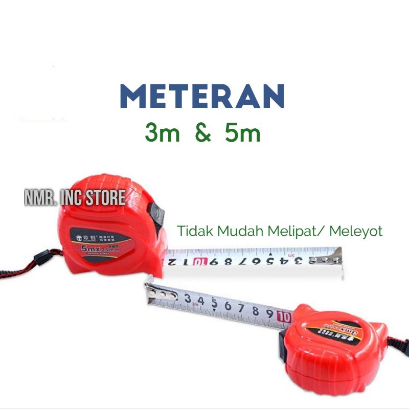 Meteran 3 dan 5 Meter Tukang Bangunan 3m 5m Tape Roll Measure