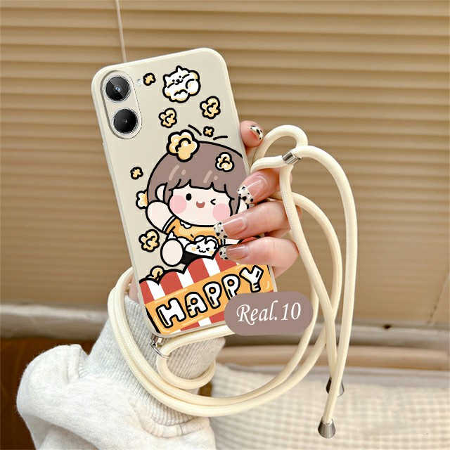 Softcase Macaron Motif Cute Girl + Tali Sling Realme 10 C33 C35 C31 C30 C12 C15 C11 C20 C21 C17 7i 9