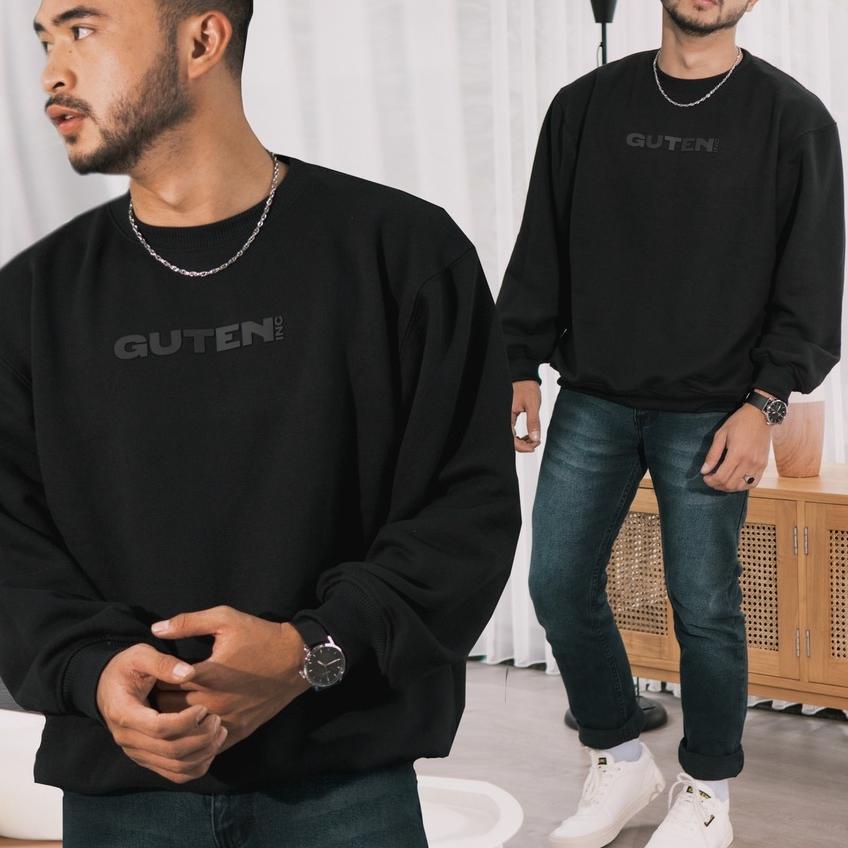 KAL533 Guten Inc - Sweater Bordir Hitam Pria Logo Highdensity Jacket Black ( Hoodie / Crewneck Pria 