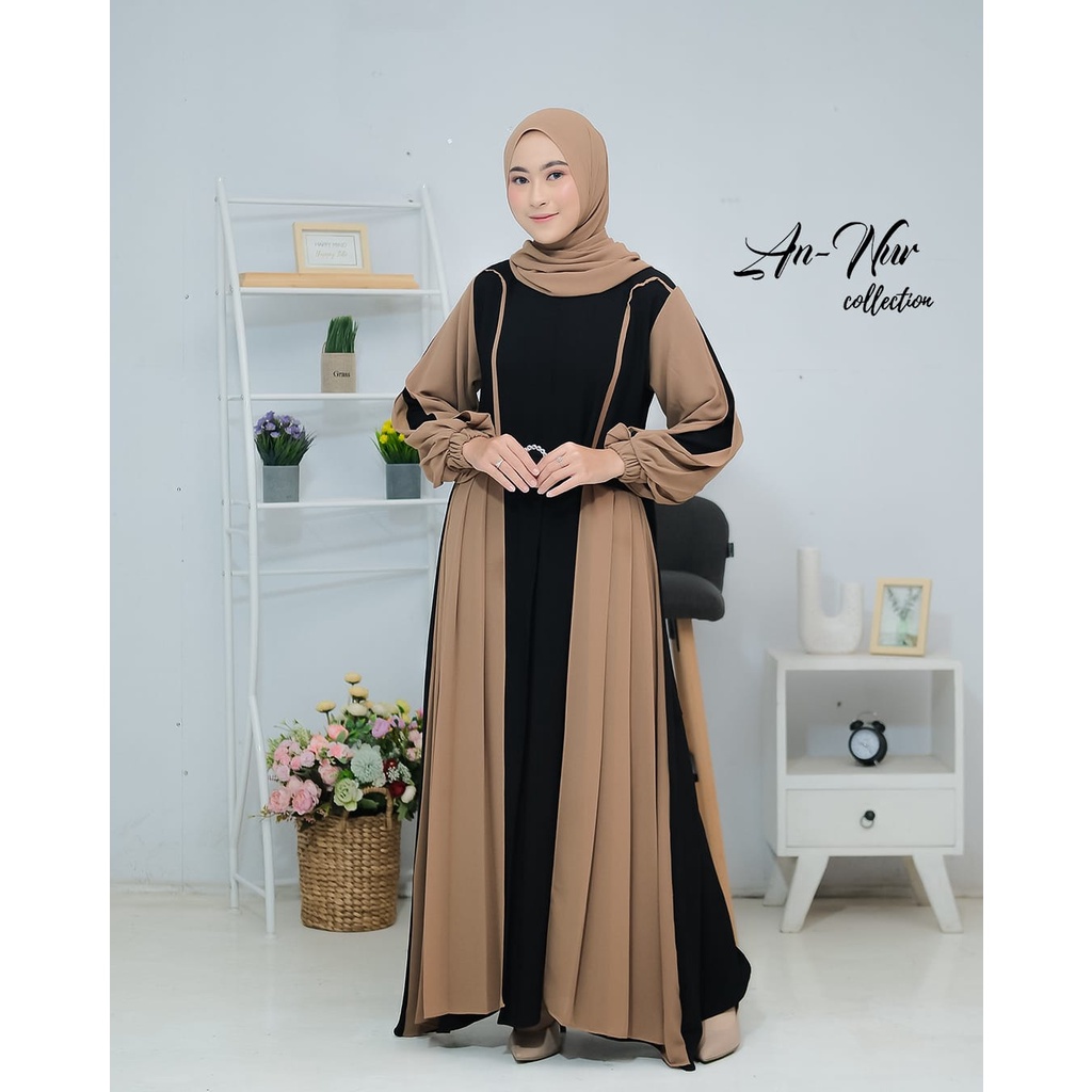 Vania Annur gamis set pashmina mutiara itycrepe mix ceruty ceruti babydoll premium dress namira