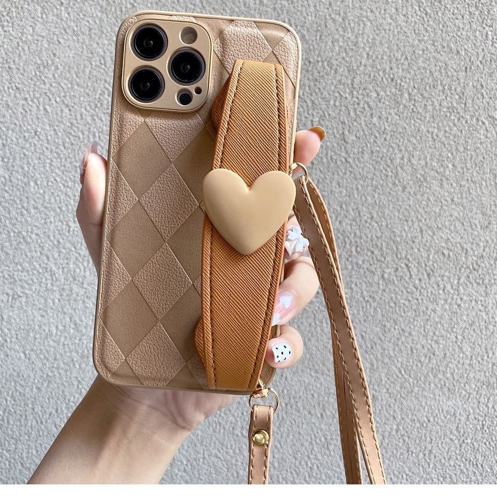 IPHONE Lingge Love Wrist Strap Desain Phone Case Kompatibel Dengan Iphone12 13 14 11 Pro Max X Xs Max Xr Nggfh