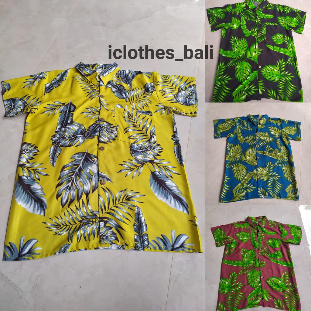 KEMEJA PANTAI MOTIF DAUN KELAPA KP002//KEMEJA PRIA/WANITA/KEMEJA PANTAI/ KEMEJA TROPICAL / KEMEJA MURAH