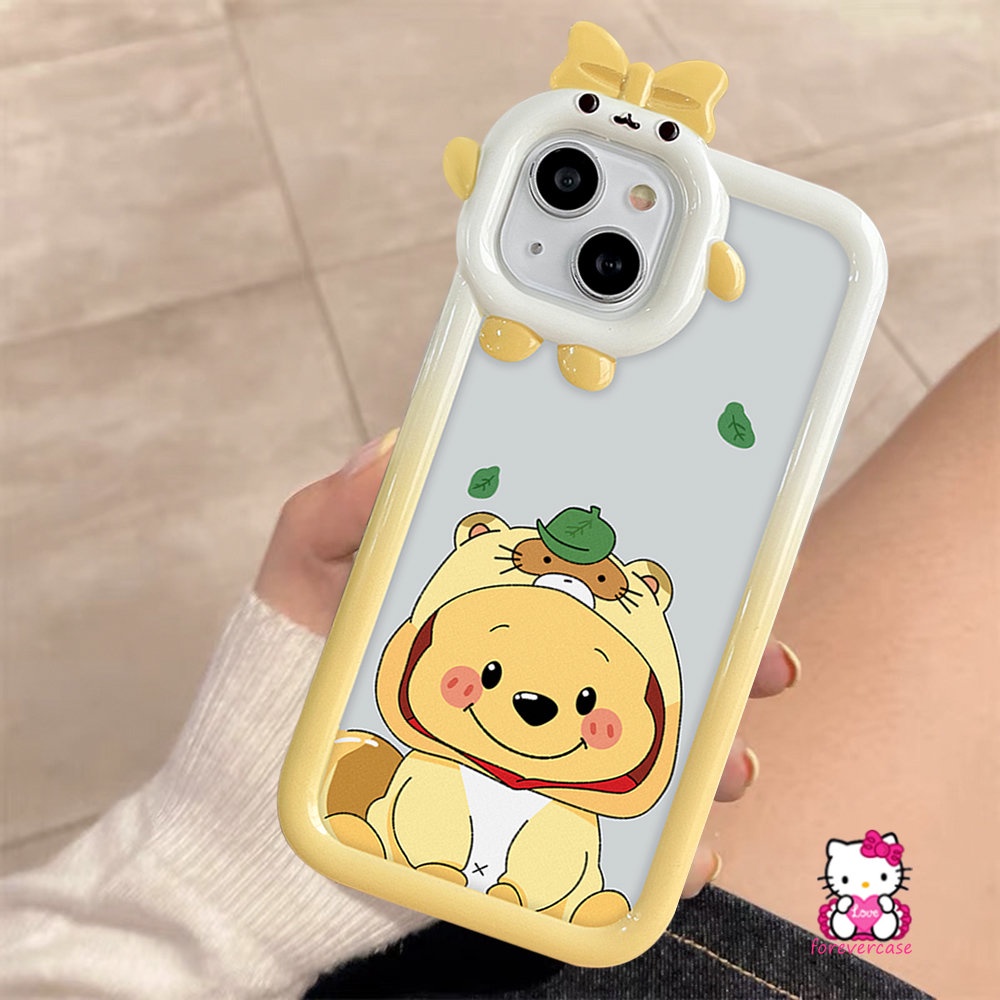 IPHONE Lovely Case Kompatibel Untuk Iphone11 12 13 14 Pro Max7 6 14 6s 8 Plus XR X XS Max SE 2020 Cute Strawberry Bear Manyo Lembut Winnie The Pooh Cover