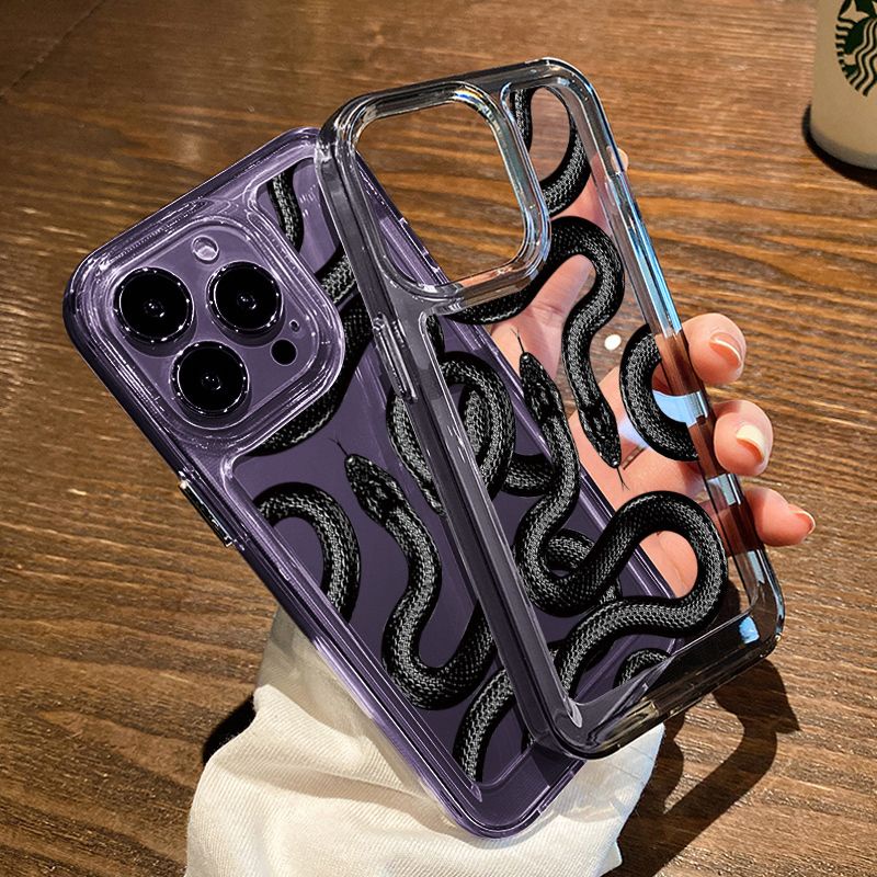 IPHONE Casing Ponsel Ular Soft Case Kompatibel Untuk Iphone11 14 13 12 Pro Max XS XR X8 7 6S Plus Transparan TPU Silikon Shockproof Cover