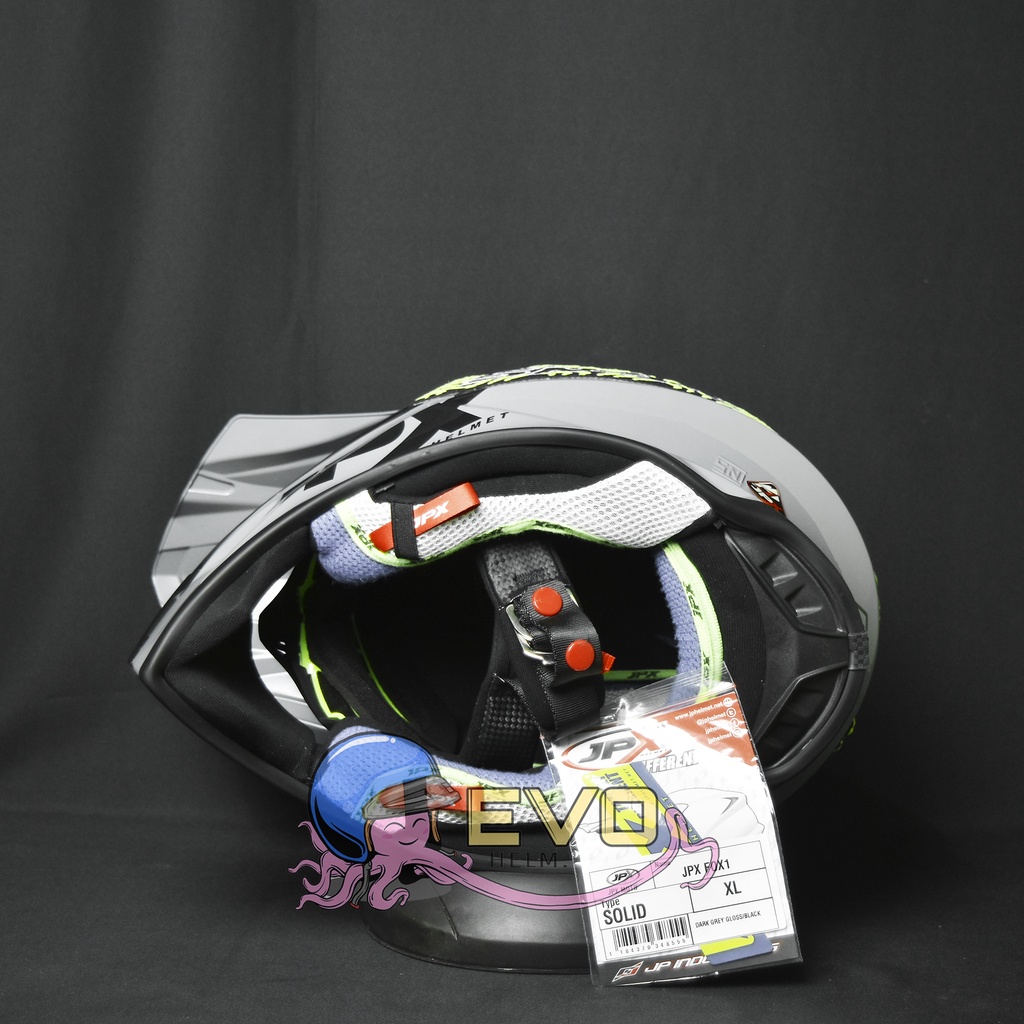 HELM JPX CROSS_SOLID - GREY GLOSSY + GOOGLE SNAIL (ONGKIR 2 KG)