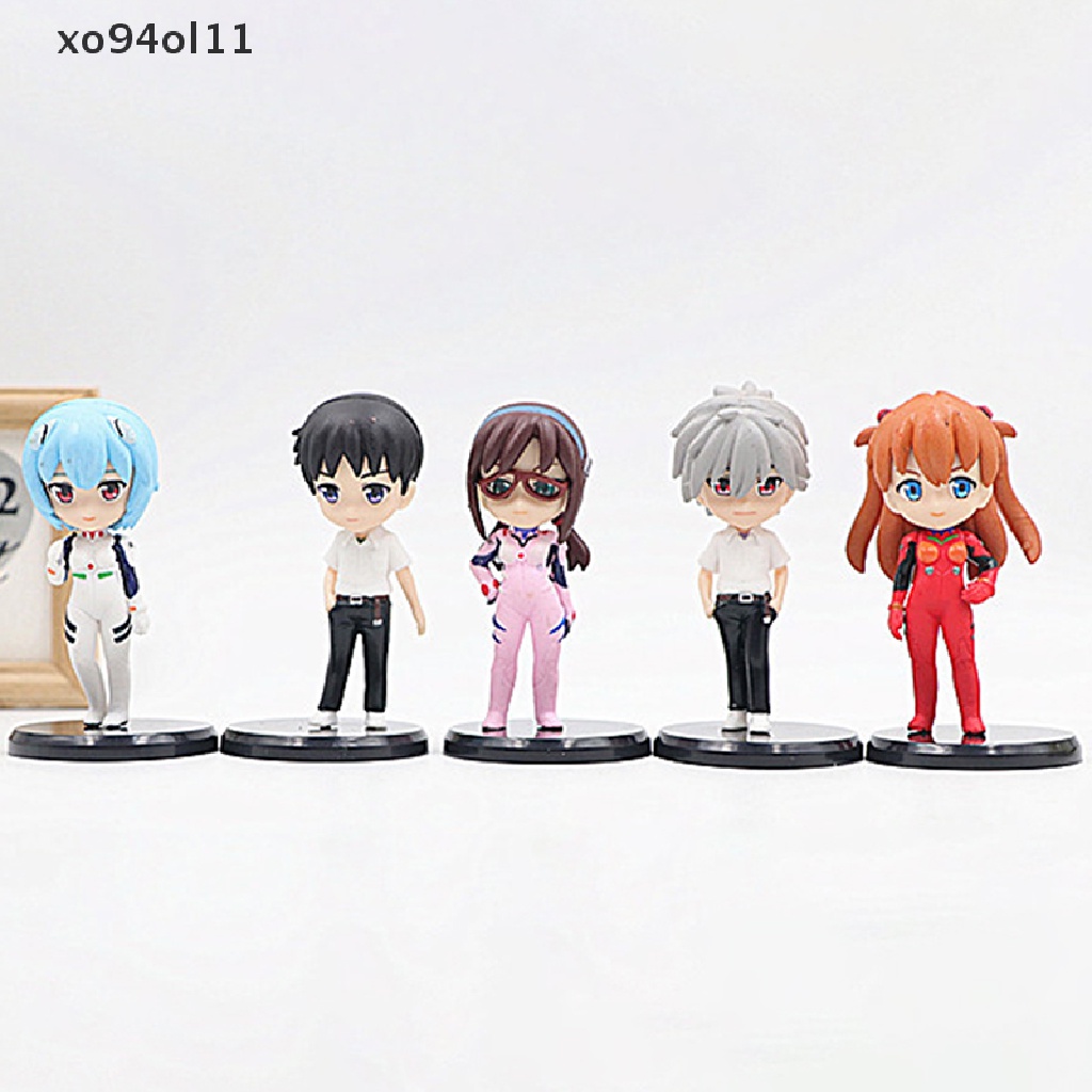 Xo 5Pcs/set Lucu Q Versi Eva Anime Figure Neon Genesis Evangelion Ayanami Rei Figure Boneka Asuka Langley Soryu Ornamen Mobil Dekorasi Fans Hadiah OL