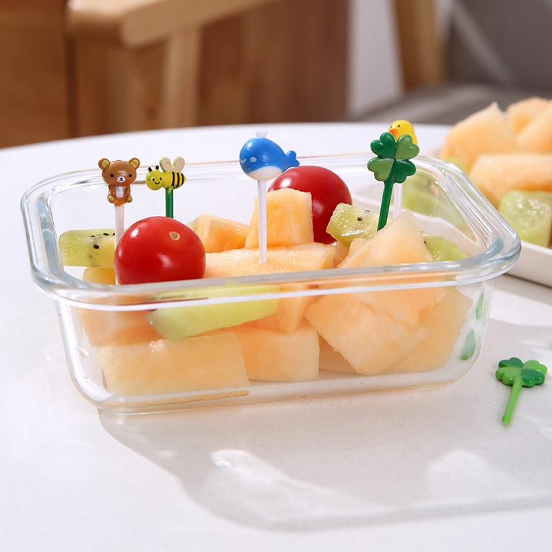 8 / 12Pcs Kids Fruit Picks Needle Stick Toothpicks Mini Creative Fruit Cake Dessert Food Forks Cartoon Cute Bees Clover Lunch Box Decor Bento Accessories