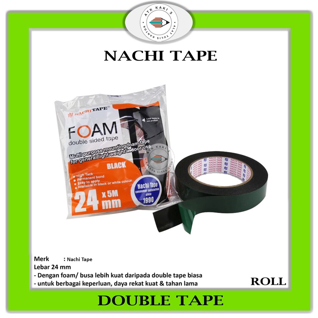

NACHI TAPE - Selotip Bolak Balik / Double Tape Foam 1"24mm - Roll