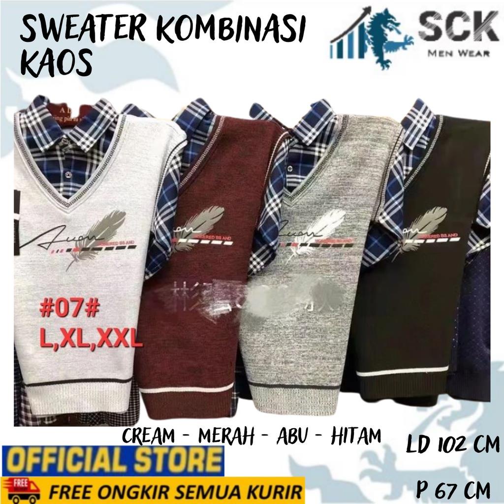 Sweater Pria Krah Kombinasi Kotak Premium / Baju Kerah Casual Rajut Halus - sckmenwear GROSIR