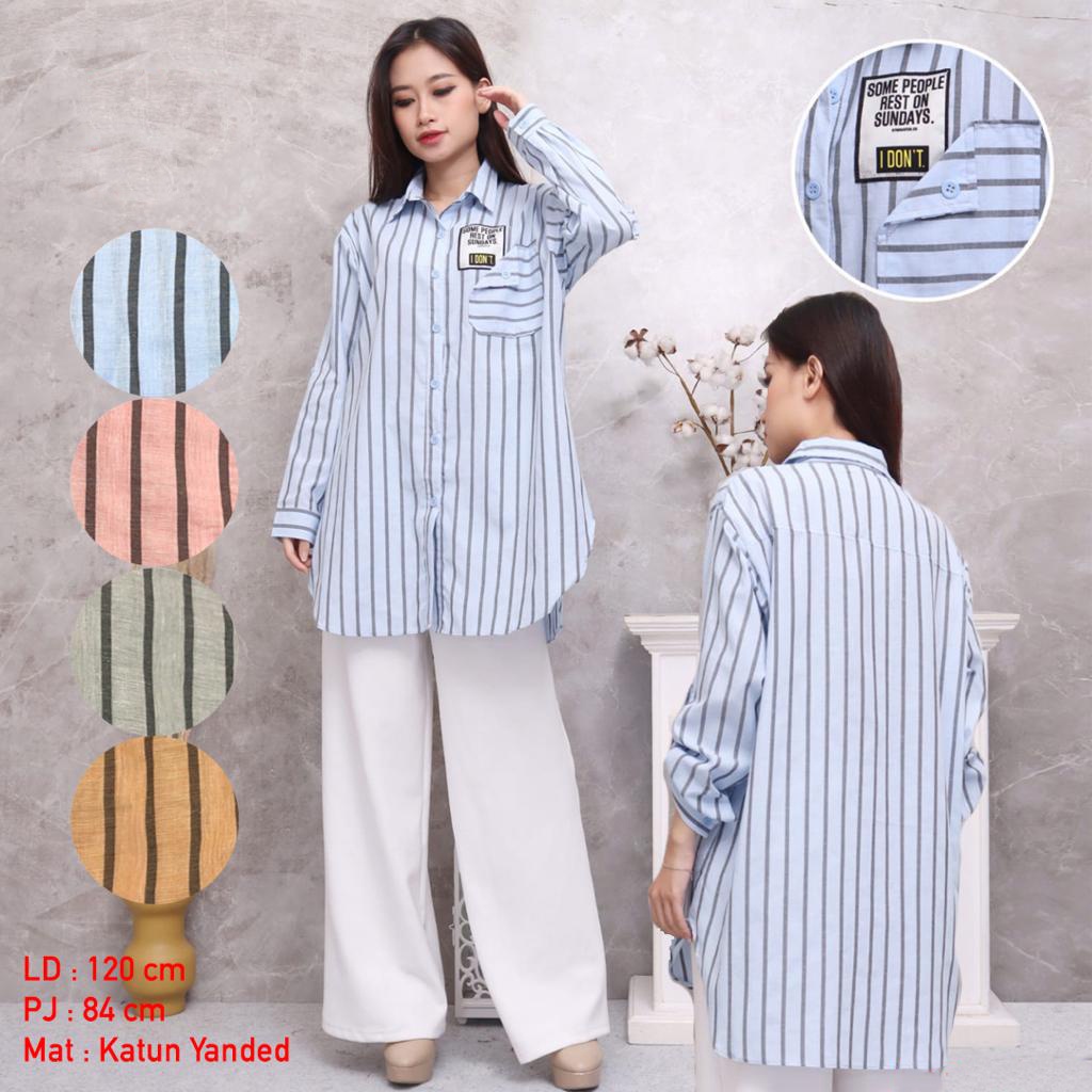 UMISUKA Kemeja Wanita Atasan Lengan Panjang Jumbo Kekinian Casual Korean Tunik Oversize Style Basic Long Sleeve Shirt