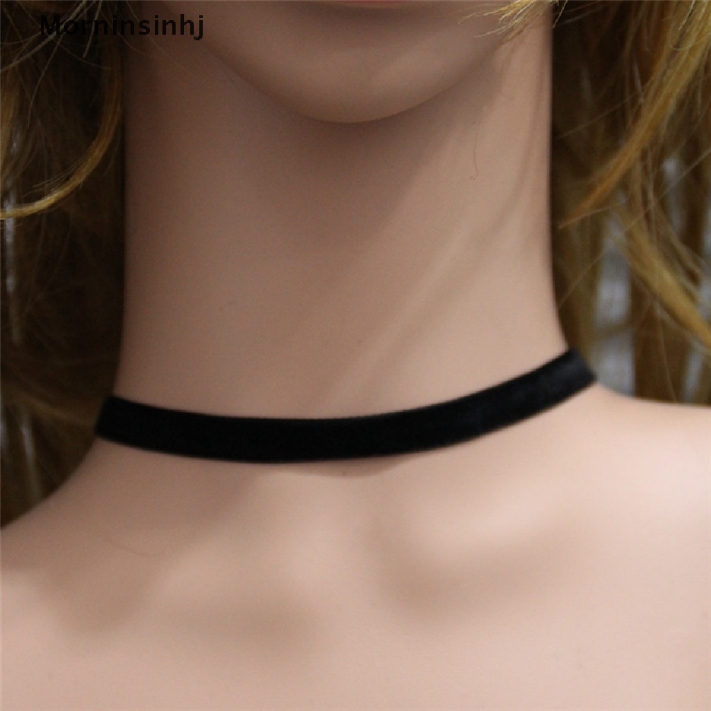 Mornin Kalung Kerah Choker Beludru Hitam Goth Gothic Handmade Retro Burlesque Jewelry id