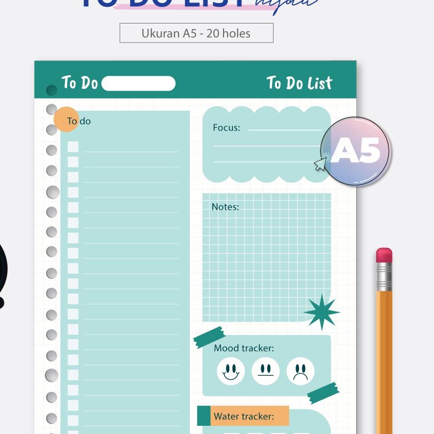 

code1h1Gv bukuqu Loose leaf A5 - L231 To do List Hijau Kertas Binder