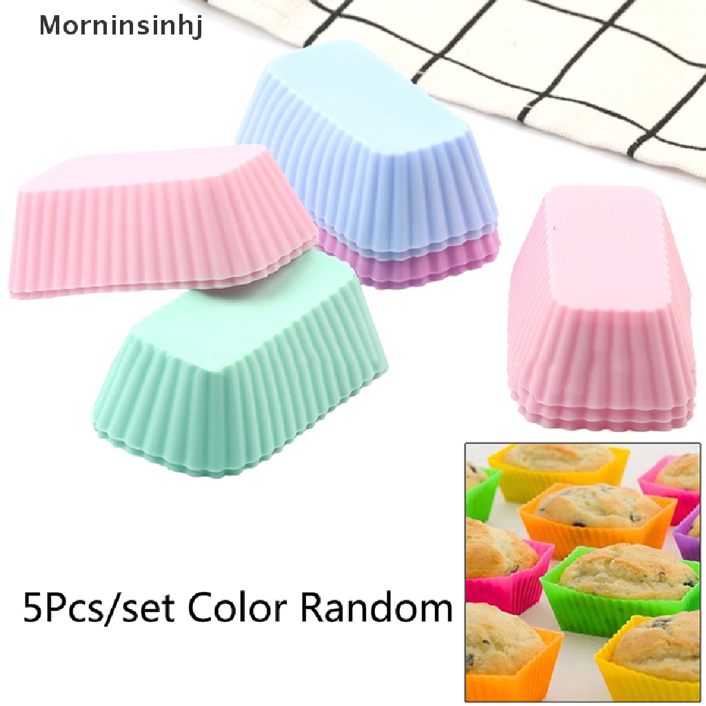 Mornin 5Pcs Cetakan Kue Silikon Persegi Panjang Muffin Cup Cake Baking Mold Dapur Pastry id