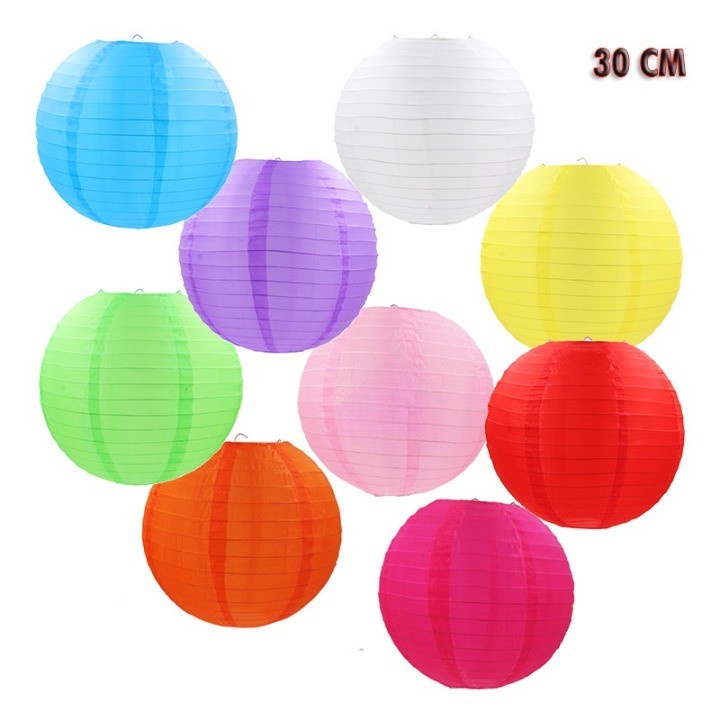 [1 Pcs] Lampion Kertas Polos / Lampion Bulat Kertas Warna Warni / Lampion Pesta / Lampion Dekorasi Hari Raya / Lampion Gantungan 30CM