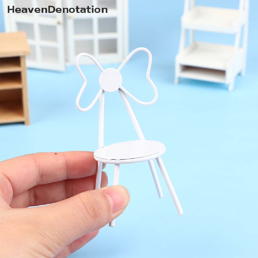 [HeavenDenotation] 1per12rumah Boneka Miniatur Mebel Kursi Logam Dekorasi Rumah Boneka Akses Furniture HDV