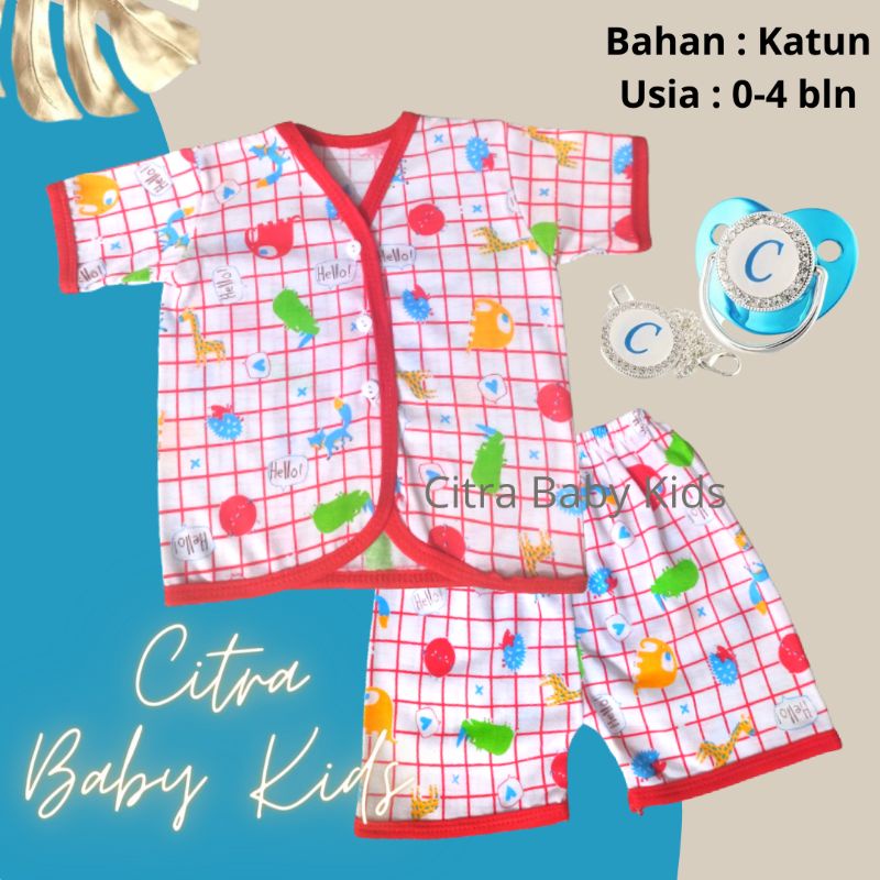 Setelan Bayi Lengan Pendek Baju Bayi Baru Lahir Perlengkapan baju Bayi Laki Laki Baju Bayi Perempuan SETELAN KOTAK TC PENDEK