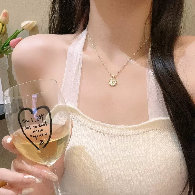 Kami Bunga Vintage Emas Bulat Drop Rose Liontin Kalung Untuk Wanita Gadis Elegan Gaya Retro Perancis Tulang Selangka Rantai Kalung Perhiasan Aksesoris