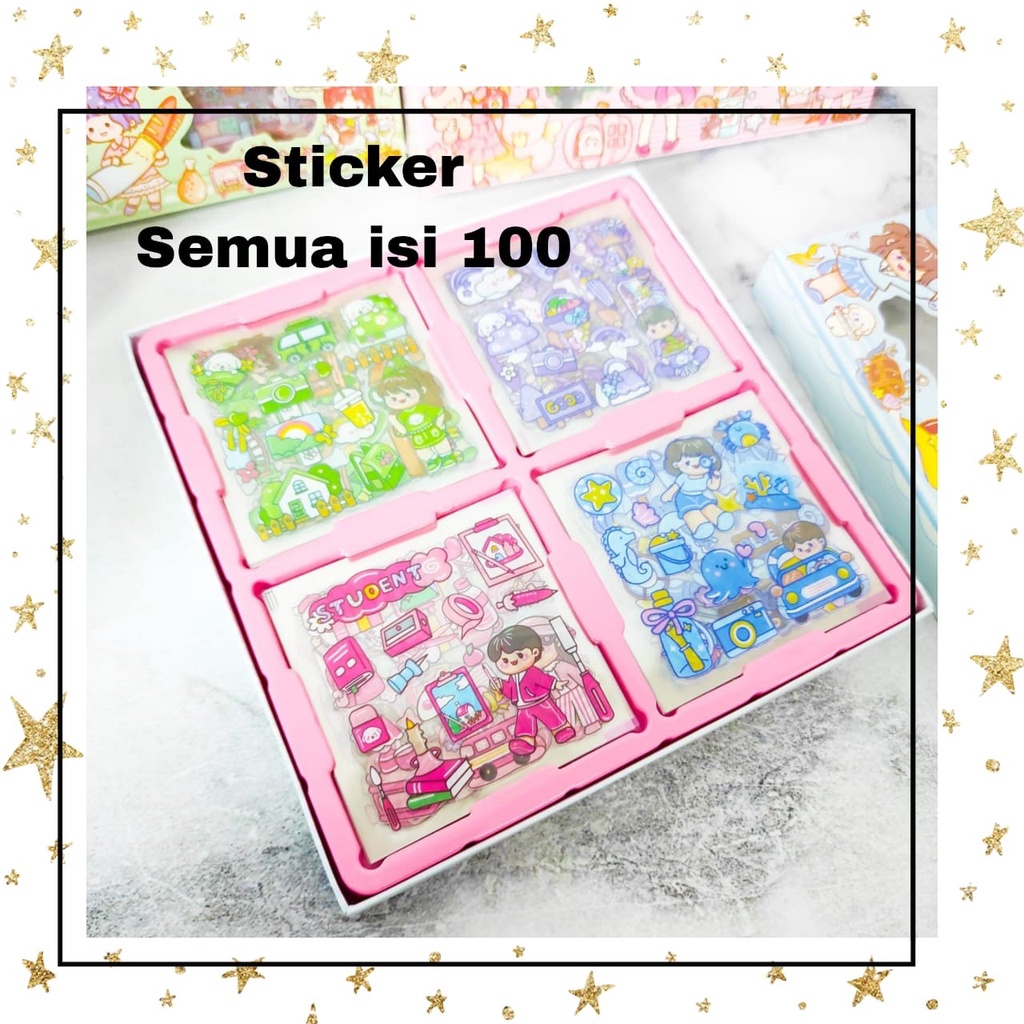 

Sticker BOX SENMU V5 Cute Girl ISI 100 PCS Anti Air WARNA LUCU IMUT