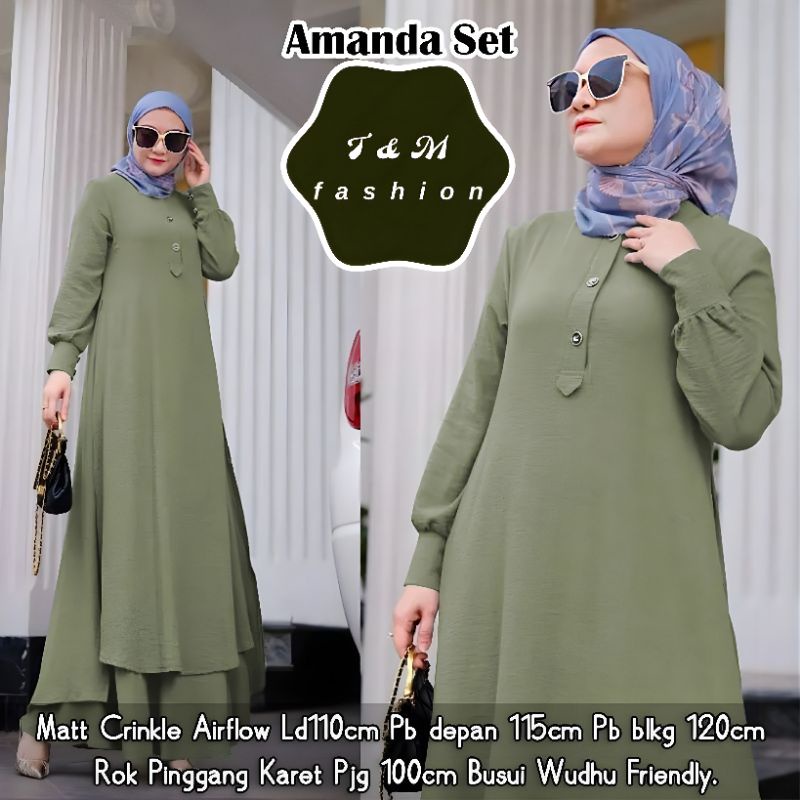 T&amp;M-Long Tunik Wanita / Long Tunik Crinkle Air Flow / Tunik Set Rok / Tunik Setelan Rok Terbaru Dress Muslim /Tunik Wanita Kekinian / Terbaru 2023 Fahsion Muslim Wanita / Baju Wanita Tunik Kekinian / Baju Muslim Wanita Terbaru 2023 Kekinian Tunik Putih