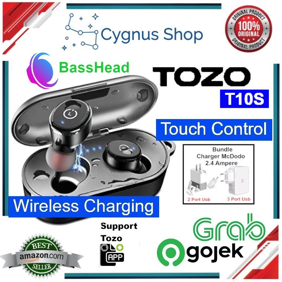 Tozo T10 TWS Stereo Headset Wireless Earbuds Wireless Charging IPX8