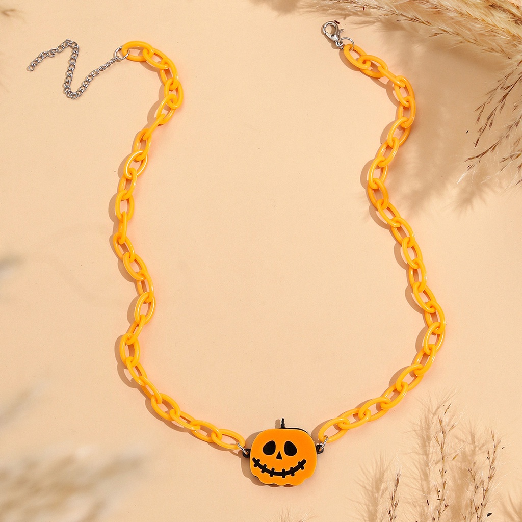 Kepribadian Yang Indah Labu Hantu Liontin Resin Rantai Kalung Halloween Halloween Halloween Festival Liontin Kecil