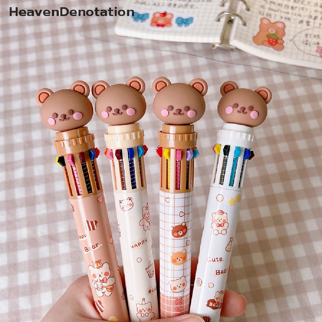 [HeavenDenotation] Kawaii Bear Kartun Silikon 10warna Bolpoin Chunky Sekolah Kantor Supply Hadiah Alat Tulis Papelaria Escolar HDV