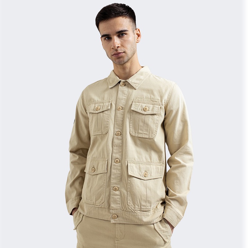 FMC Speed Supply Original Jaket Chore 4 Saku Pocket Cotton Canvas Jacket Pria Cream 031222