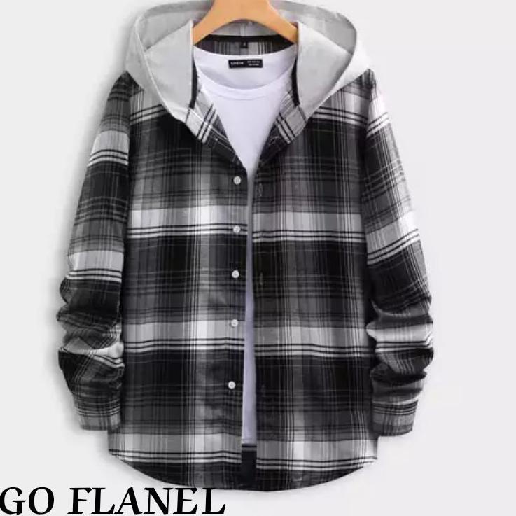 ✩ KEMEJA FLANEL HOODIE PANJANG - KEMEJA HOODIE PREMIUM PANJANG PRIA - HOODIE KEMEJA BERTUDUNG FLANEL