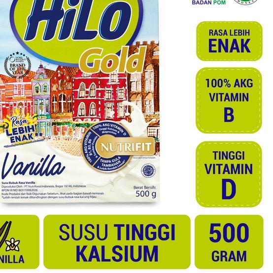 

֍ Hilo Gold Vanilla 500 gram - Susu Tinggi Kalsium Rendah Lemak ✦