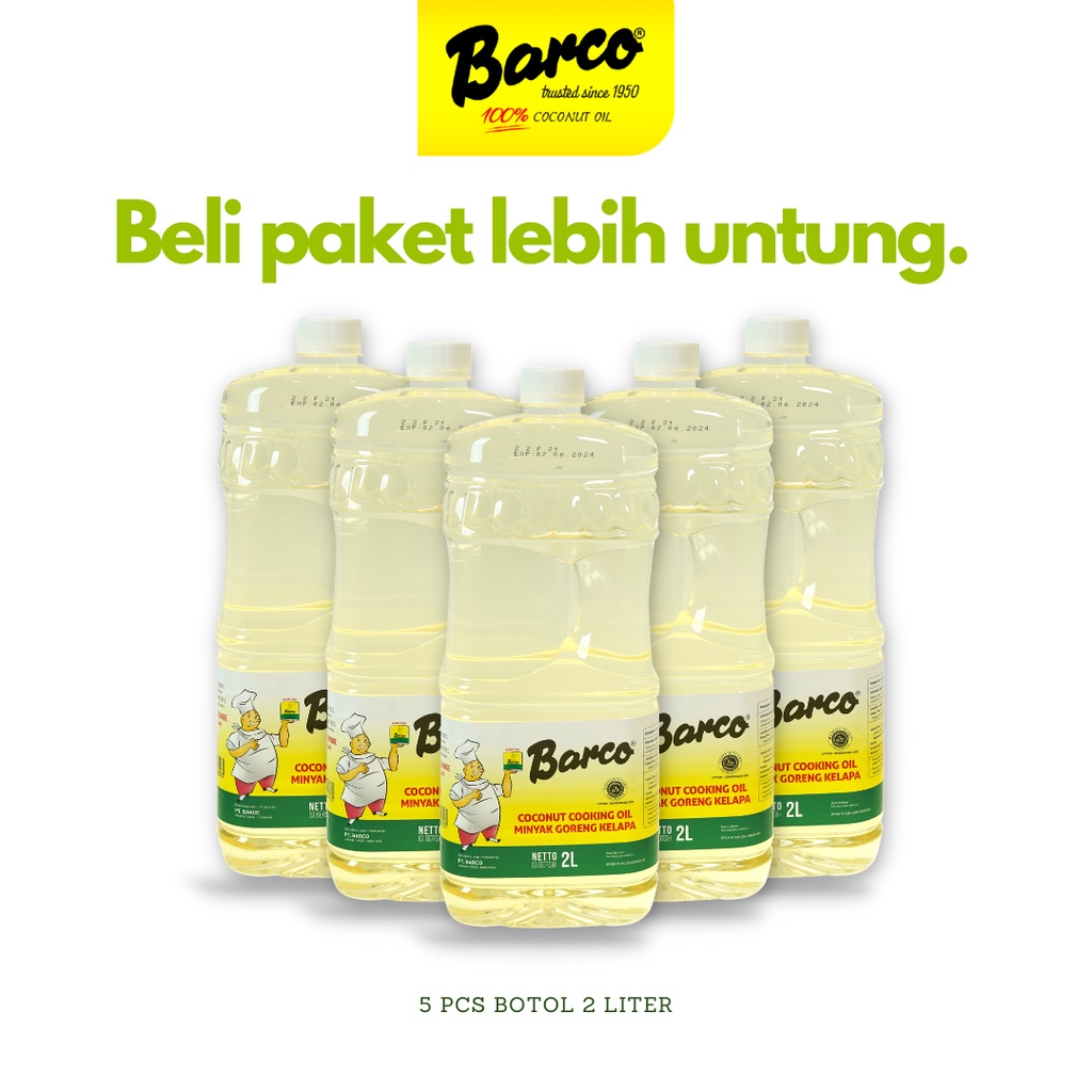 

Promo!! Minyak Goreng Kelapa "Barco" Botol 2 Liter (5 Pcs)