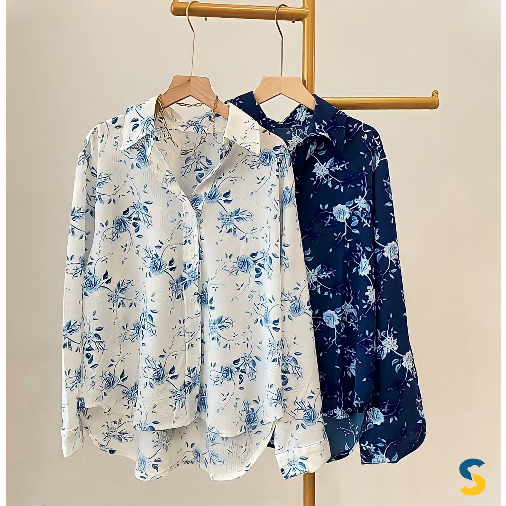 Spero flower shirt ll  Kemeja Bunga Wanita-Kemeja Motif Bunga-Kemeja Bunga Murah-Kemeja Linen Krinck