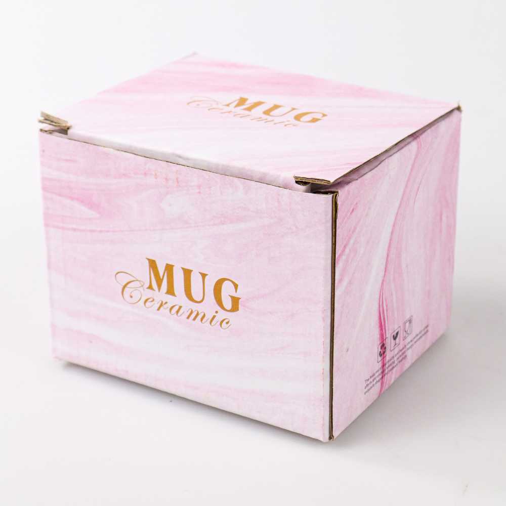 Gelas Cangkir Kopi Keramik Coffee Mug Desain Aesthetic Flamingo warna Pink 320ml