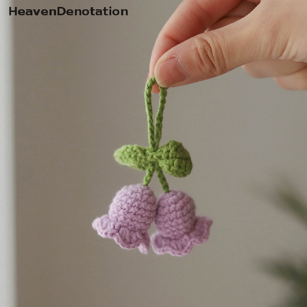 [HeavenDenotation] Handmade Bunga Rajutan Gantungan Kunci Keyring Wanita Kaitan Bunga Daun Tas Liontin HDV